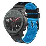 For Amazfit GTR 47mm 22mm Perforated Two-Color Silicone Watch Band(Black+Blue)