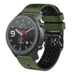 For Amazfit GTR 47mm 22mm Perforated Two-Color Silicone Watch Band(Army Green+Black)
