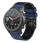 For Amazfit GTR 47mm 22mm Perforated Two-Color Silicone Watch Band(Midnight Blue+Black)