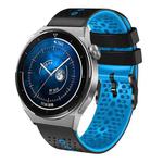 For Huawei Watch GT3 Pro 46mm 22mm Perforated Two-Color Silicone Watch Band(Black+Blue)