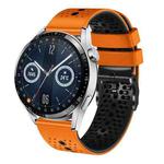 For Huawei Watch GT3 46mm 22mm Perforated Two-Color Silicone Watch Band(Orange+Black)