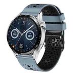 For Huawei Watch GT3 46mm 22mm Perforated Two-Color Silicone Watch Band(Blue+Grey)