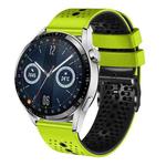 For Huawei Watch GT3 46mm 22mm Perforated Two-Color Silicone Watch Band(Lime+Black)