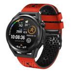 For Huawei Watch GT Runner 22mm Perforated Two-Color Silicone Watch Band(Red+Black)