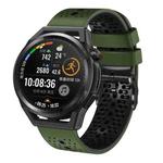 For Huawei Watch GT Runner 22mm Perforated Two-Color Silicone Watch Band(Army Green+Black)