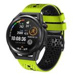 For Huawei Watch GT Runner 22mm Perforated Two-Color Silicone Watch Band(Lime+Black)