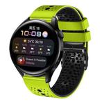 For Huawei Watch 3 22mm Perforated Two-Color Silicone Watch Band(Lime+Black)