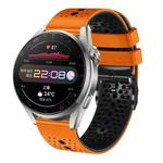 For Huawei Watch 3 Pro 22mm Perforated Two-Color Silicone Watch Band(Orange+Black)