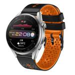 For Huawei Watch 3 Pro 22mm Perforated Two-Color Silicone Watch Band(Black+Orange)