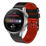 For Huawei Watch 3 Pro 22mm Perforated Two-Color Silicone Watch Band(Black+Red)