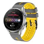 For Huawei Watch 3 Pro 22mm Perforated Two-Color Silicone Watch Band(Grey+Yellow)