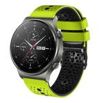 For Huawei GT2 Pro 22mm Perforated Two-Color Silicone Watch Band(Lime+Black)