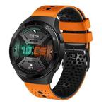 For Huawei Watch GT 2E 22mm Perforated Two-Color Silicone Watch Band(Orange+Black)