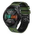 For Huawei Watch GT 2E 22mm Perforated Two-Color Silicone Watch Band(Army Green+Black)