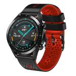 For Huawei GT2 46mm 22mm Perforated Two-Color Silicone Watch Band(Black+Red)