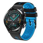 For Huawei GT2 46mm 22mm Perforated Two-Color Silicone Watch Band(Black+Blue)