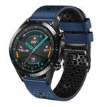 For Huawei GT2 46mm 22mm Perforated Two-Color Silicone Watch Band(Midnight Blue+Black)