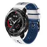 For Honor Watch GS Pro 22mm Perforated Two-Color Silicone Watch Band(White+Blue)