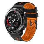 For Honor Watch GS Pro 22mm Perforated Two-Color Silicone Watch Band(Black+Orange)