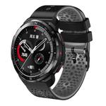 For Honor Watch GS Pro 22mm Perforated Two-Color Silicone Watch Band(Black+Grey)