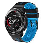 For Honor Watch GS Pro 22mm Perforated Two-Color Silicone Watch Band(Black+Blue)