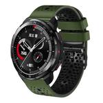 For Honor Watch GS Pro 22mm Perforated Two-Color Silicone Watch Band(Army Green+Black)