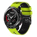 For Honor Watch GS Pro 22mm Perforated Two-Color Silicone Watch Band(Lime+Black)