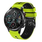 For Honor Magic Watch 2 46mm 22mm Perforated Two-Color Silicone Watch Band(Lime+Black)