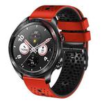 For Honor Watch Dream 22mm Perforated Two-Color Silicone Watch Band(Red+Black)