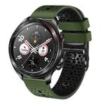 For Honor Watch Dream 22mm Perforated Two-Color Silicone Watch Band(Army Green+Black)
