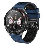 For Honor Watch Dream 22mm Perforated Two-Color Silicone Watch Band(Midnight Blue+Black)