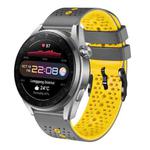 For Huawei Watch 3 Pro New 22mm Perforated Two-Color Silicone Watch Band(Grey+Yellow)