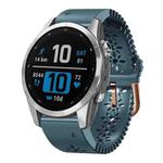 For Garmin Fenix 7S 20mm Lady's Silicone Watch Band With Lace Punch(Lake Blue)