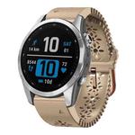 For Garmin Fenix 7S 20mm Lady's Silicone Watch Band With Lace Punch(Khaki)