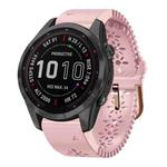 For Garmin Fenix 7S Sapphire Solar 20mm Lady's Silicone Watch Band With Lace Punch(Pink)