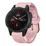 For Garmin Fenix 5S Plus 20mm Lady's Silicone Watch Band With Lace Punch(Pink)