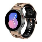 For Samsung Galaxy Watch 5 44mm Curved Texture Silicone Watch Band(Khaki + Black)