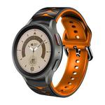 For Samsung Galaxy Watch 5 Pro 45mm Curved Texture Silicone Watch Band(Black+Orange)