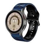 For Samsung Galaxy Watch 5 Pro 45mm Curved Texture Silicone Watch Band(Dark Blue + Black)