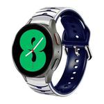 For Samsung Galaxy Watch 4 44mm Curved Texture Silicone Watch Band(White+Blue)