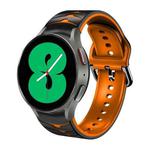 For Samsung Galaxy Watch 4 44mm Curved Texture Silicone Watch Band(Black+Orange)