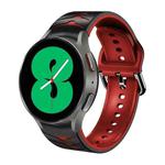 For Samsung Galaxy Watch 4 44mm Curved Texture Silicone Watch Band(Black+Red)