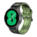 For Samsung Galaxy Watch 4 44mm Curved Texture Silicone Watch Band(Black+Green)