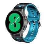 For Samsung Galaxy Watch 4 44mm Curved Texture Silicone Watch Band(Black+Blue)