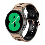 For Samsung Galaxy Watch 4 44mm Curved Texture Silicone Watch Band(Khaki + Black)