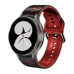 For Samsung Galaxy Watch 4 40mm Curved Texture Silicone Watch Band(Black+Red)