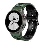 For Samsung Galaxy Watch 4 40mm Curved Texture Silicone Watch Band(Army Green + Black)