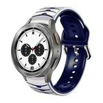 For Samsung  Galaxy Watch 4 Classic 42mm Curved Texture Silicone Watch Band(White+Blue)