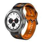 For Samsung  Galaxy Watch 4 Classic 42mm Curved Texture Silicone Watch Band(Black+Orange)