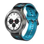 For Samsung  Galaxy Watch 4 Classic 42mm Curved Texture Silicone Watch Band(Black+Blue)